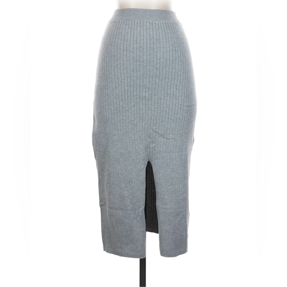 Free People Gray Ribbed Knit Skirt
